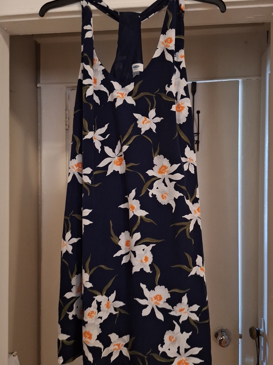 Old Navy Dresses & Skirts - Old Navy Navy Floral Racerback Midi Dress with White & Orange Blooms